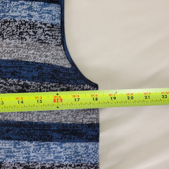 Sag Harbor Sweater Womens Medium Blue Gray Knit Top Striped Sleeveless Crew Neck - Picture 5 of 9